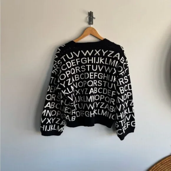 Fashion nova medium Trendy Black and White Lettered Cardigan - Picture 9 of 13